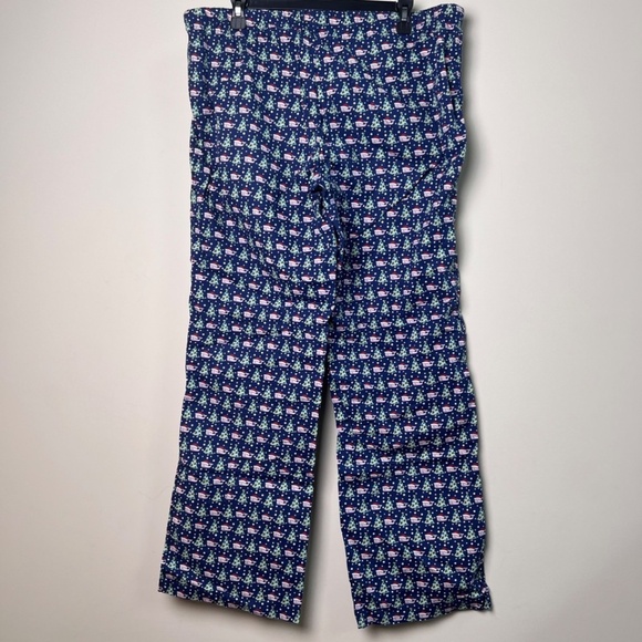 Vineyard Vines Christmas Lounge Sleep Pants Men's Medium Blue Santa Whale Trees - Picture 5 of 8